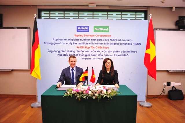 Đại diện công ty NutiFood ký kết với đại diện của Tập đoàn BASF Khu vực Đông Nam Á

