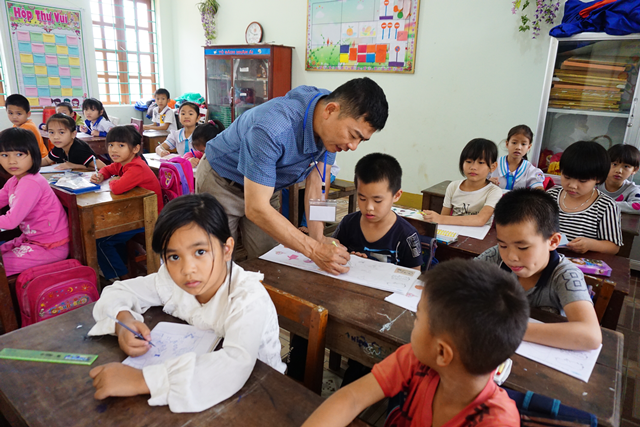 Giờ học tại Trường Tiểu học Hợp Thành, huyện Yên Thành (Nghệ An)	Ảnh: Hồ Lài