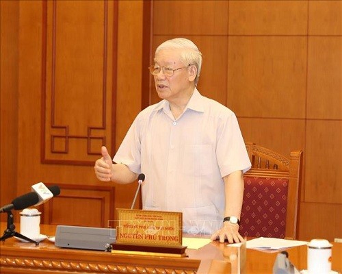 Tổng Bí thư, Chủ tịch nước Nguyễn Phú Trọng phát biểu tại cuộc họp - Ảnh: TTXVN.
