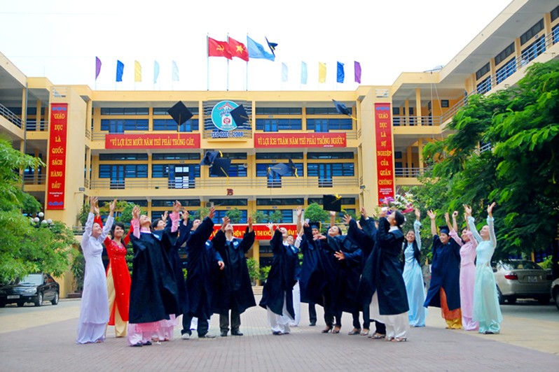 Sinh viên trong lễ tốt nghiệp tại Trường ĐH Quản lý và Công nghệ Hải Phòng. Ảnh: NT