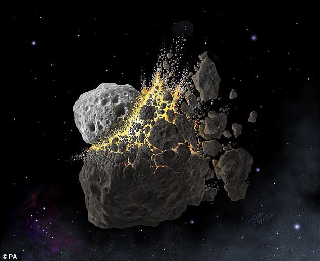 Hình vẽ minh họa vụ nổ thiên thạch gây ra mưa bụi khiến Trái đất đóng băng (ảnh: dailymail)