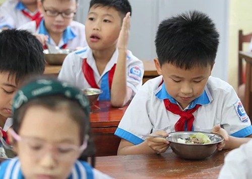 Học sinh tiểu học ở Hà Tĩnh ăn bán trú tại trường. Ảnh:Đức Hùng.

