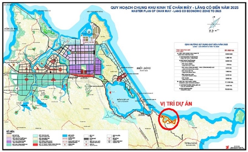 Vị trí (khoanh đỏ) nghiên cứu thực hiện Dự án khu du lịch sinh thái Bãi Cả. Ảnh: UBND tỉnh Thừa Thiên - Huế
