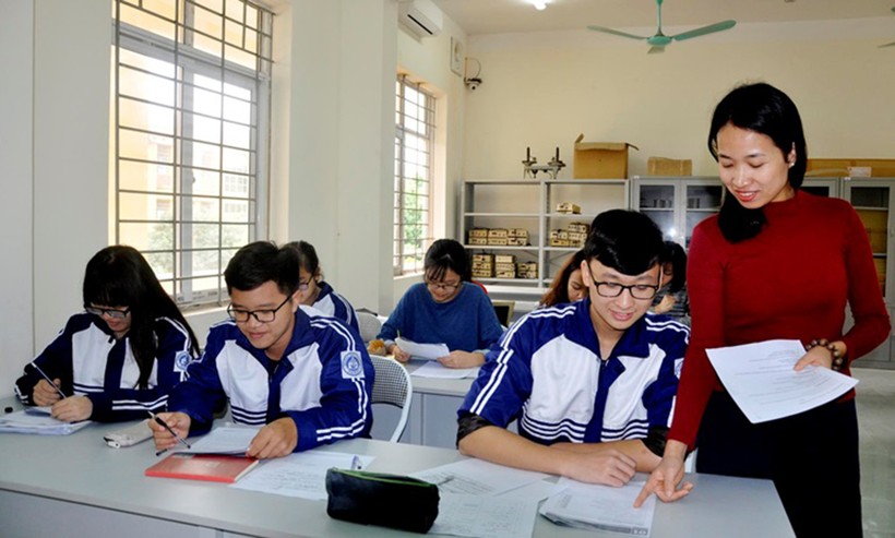 Giờ lên lớp của cô trò Trường THPT Trần Phú, tỉnh Vĩnh Phúc.
Ảnh: TG