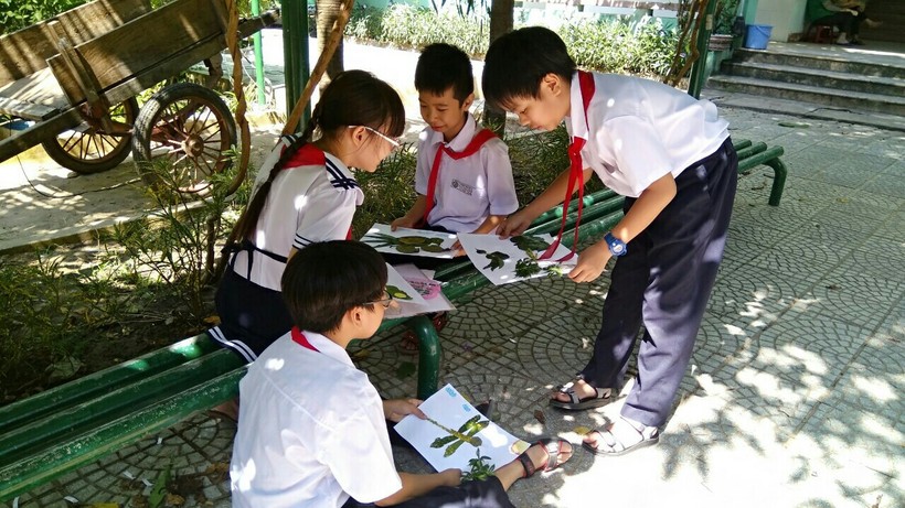 Giờ học Mỹ thuật ngoài trời của Trường Tiểu học Núi Thành (quận Hải Châu, TP Đà Nẵng). 