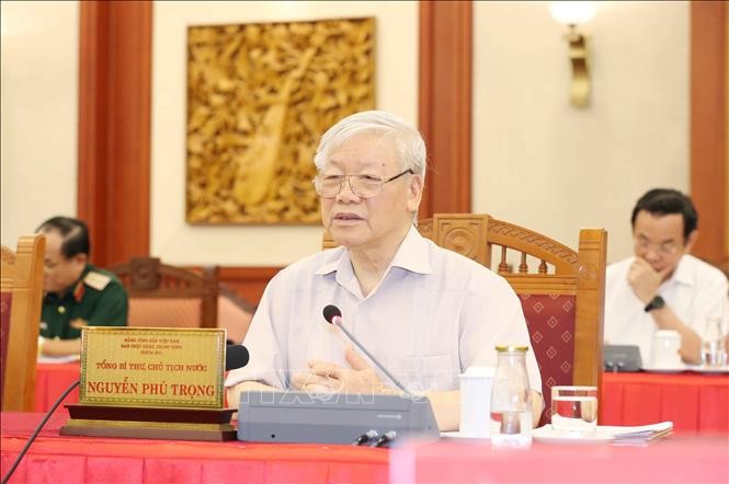Tổng Bí thư, Chủ tịch nước Nguyễn Phú Trọng phát biểu tại buổi làm việc - Ảnh: TTXVN