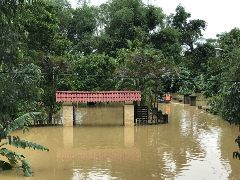 Ngập lụt ở huyện Hòa Vang. 