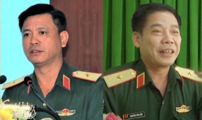 Thiếu tướng Nguyễn Trường Thắng - Tư lệnh Quân Khu 7, Thiếu tướng Nguyễn Văn Gấu - Chính ủy Quân khu 9 (từ trái sang phải)