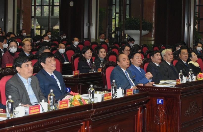 Thủ tướng Nguyễn Xuân Phúc dự Hội nghị Y tế toàn quốc - Ảnh: VGP/Quang Hiếu