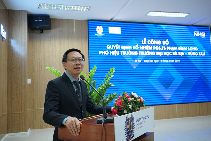Tân Phó Hiệu trưởng BVU- PGS.TS Phạm Đình Long phát biểu tại lễ bổ nhiệm