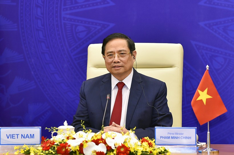 Thủ tướng Chính phủ Phạm Minh Chính phát biểu tại Hội nghị Tương lai châu Á lần thứ 26. Ảnh: VGP/Nhật Bắc.