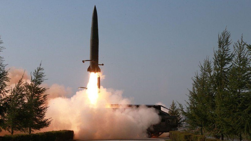 Quang cảnh một vụ phóng tên lửa do Triều Tiên công bố. Nguồn: The Guardian.