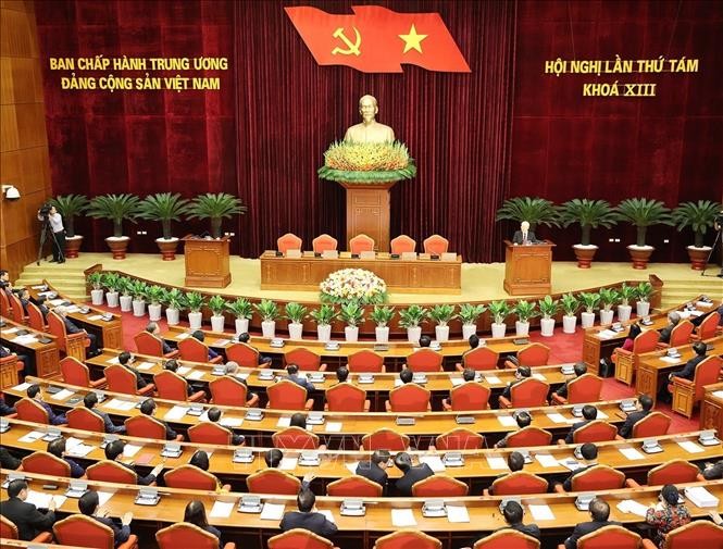 Phiên bế mạc Hội nghị lần thứ tám Ban Chấp hành Trung ương Đảng Cộng sản Việt Nam khóa XIII. (Ảnh: Trí Dũng/TTXVN)