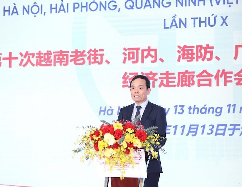 Phó Thủ tướng Chính phủ Trần Lưu Quang phát biểu tại Hội nghị hợp tác hành lang kinh tế Việt - Trung. 