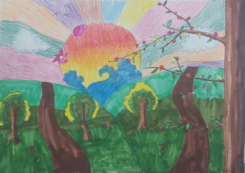 Hơn 100 học sinh Hà Nội thi vẽ 'Những sắc màu cuộc sống' ảnh 4