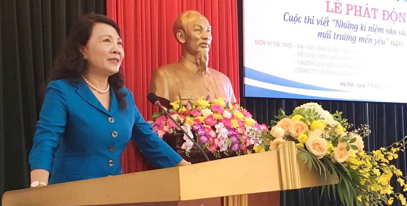 NGƯT. TS Nguyễn Thị Nghĩa - Thứ trưởng Bộ GD&ĐT phát biểu tại Lễ phát động cuộc thi.