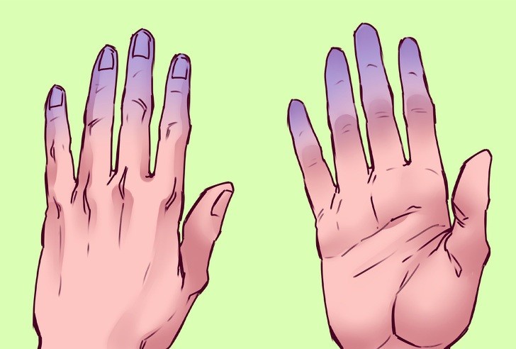Nếu ngón tay trở nên nhợt nhạt hoặc tím tái: Đây là tín hiệu đáng báo động, điều này nghĩa là bạn đang có vấn đề lưu thông máu.