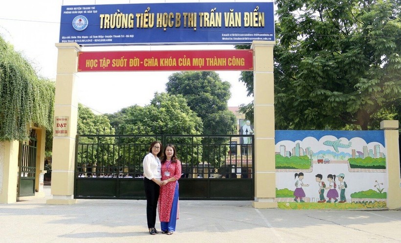 Quang cảnh sư phạm xanh - sạch - đẹp là niềm tự hào của thầy trò trường Tiểu học B thị trấn Văn Điển (Thanh Trì, Hà Nội).