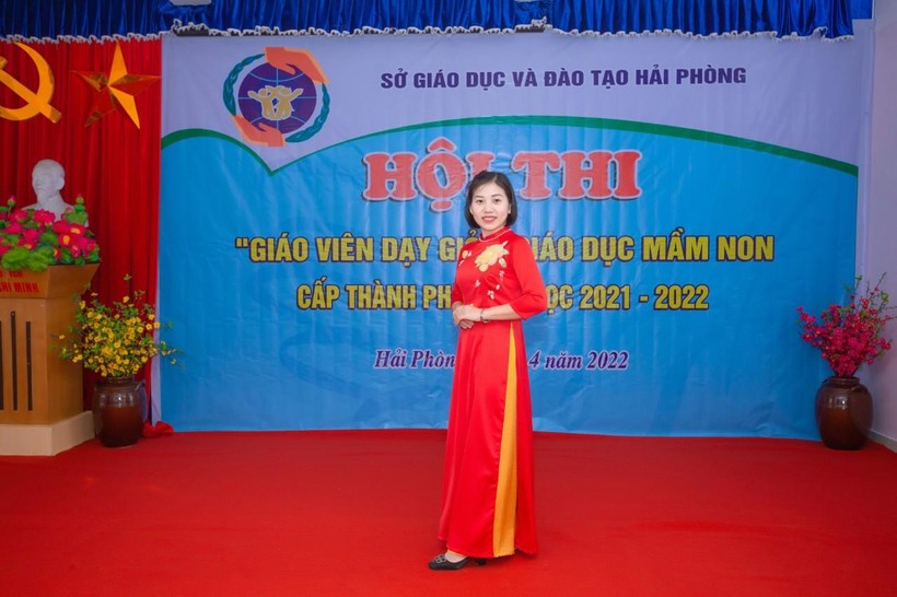 Cô Trang trong Hội thi giáo viên dạy giỏi giáo dục mầm non cấp thành phố.