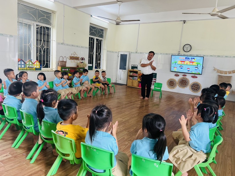 Lớp học tại Trường Mầm non Tân Viên, huyện An Lão, TP Hải Phòng.