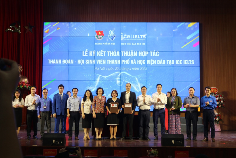 Quang cảnh buổi lễ ký kết hợp tác giữa ICE IELTS và Thành Đoàn - Hội Sinh viên Việt Nam TP Hà Nội.