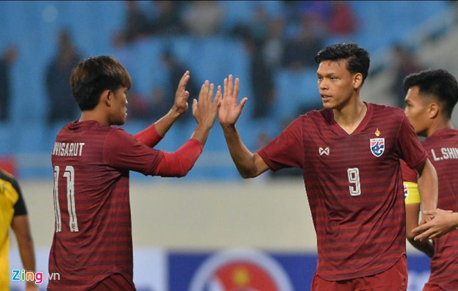 Số 9 Supachai của U23 Thái Lan ghi hat-trick trận này để nâng số bàn thắng tại vòng loại U23 châu Á lên con số 5