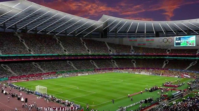 Quang cảnh sân vận động Baku, nơi diễn ra trận chung kết Europa League.