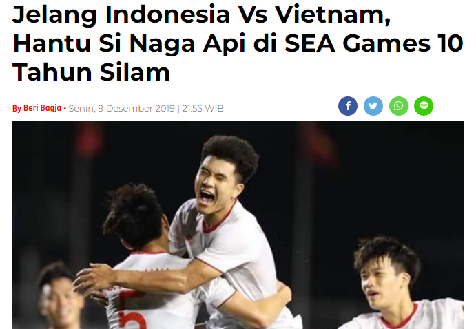 Tờ Bolasport dành một bài viết để nhắc lại nỗi đau của Việt Nam ở SEA Games. Ảnh chụp màn hình