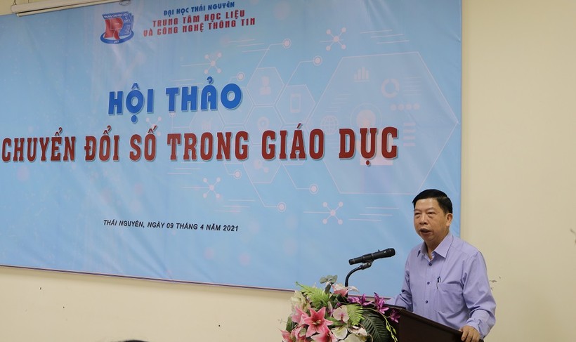 GS.TS Nguyễn Duy Hoan, Giám đốc Trung tâm Học liệu và Công nghệ thông tin (Đại học Thái Nguyên) phát biểu tại chương trình